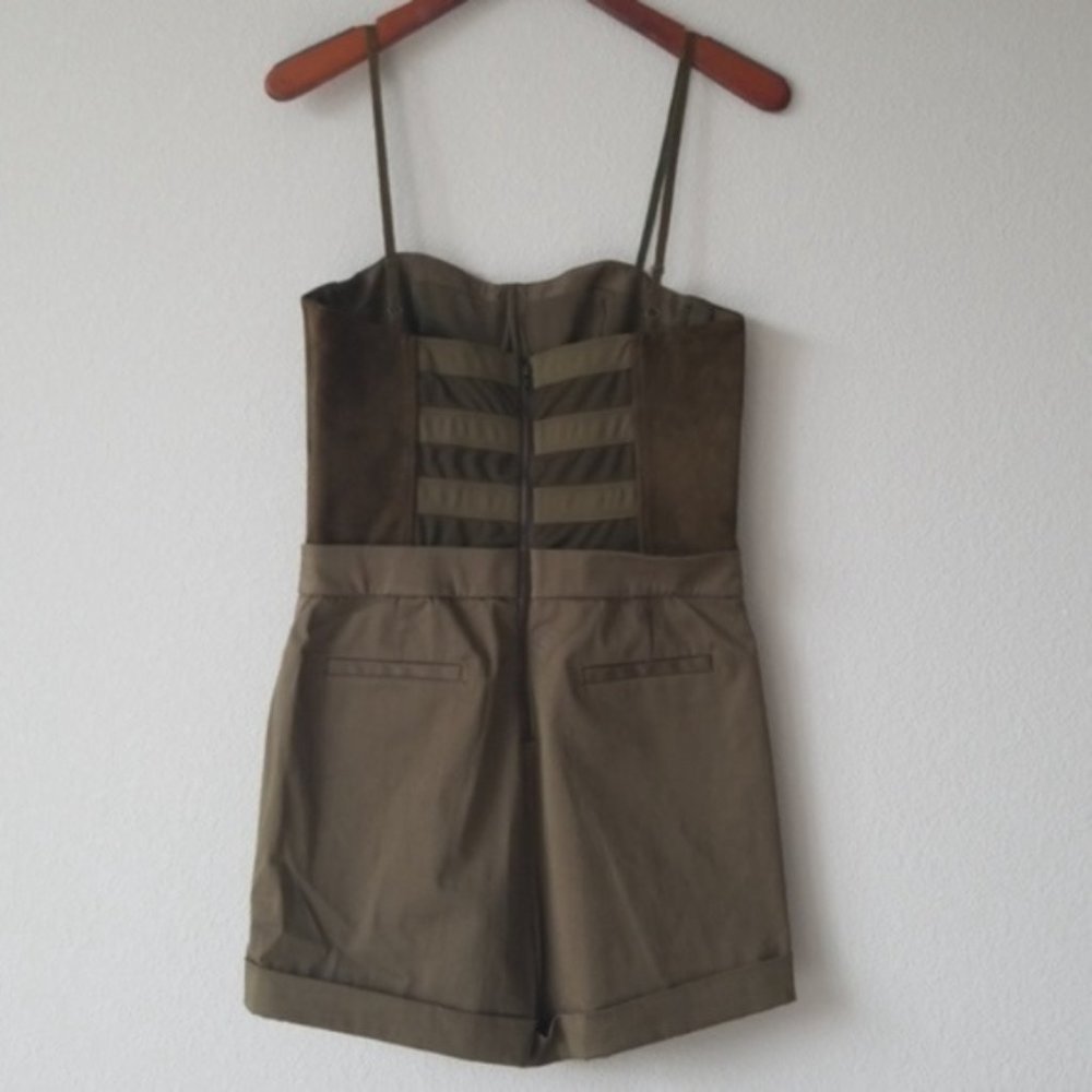NWT {Alice + Olivia} Olive Lamb Leather Top Romper - Picture 6 of 8